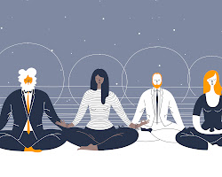 person sitting in a comfortable position, listening to a guided meditation